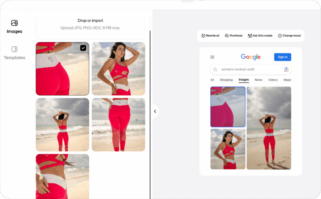 Screenshot of Zeely AI when creating static ads