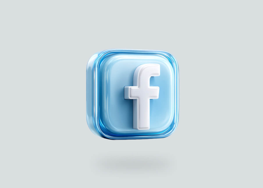 A blue cube with Facebook logo