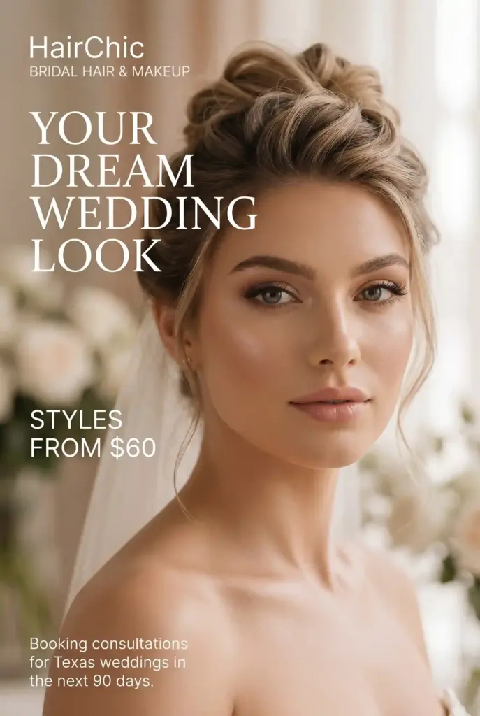 Wedding hairstyle AI Facebook ad