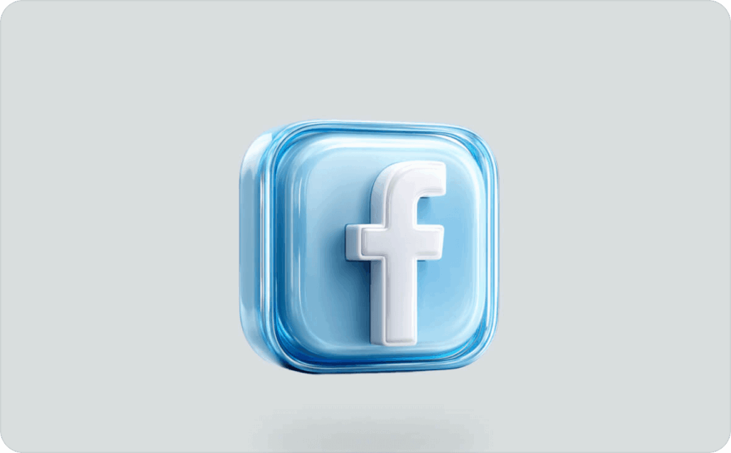 A blue cube with Facebook logo