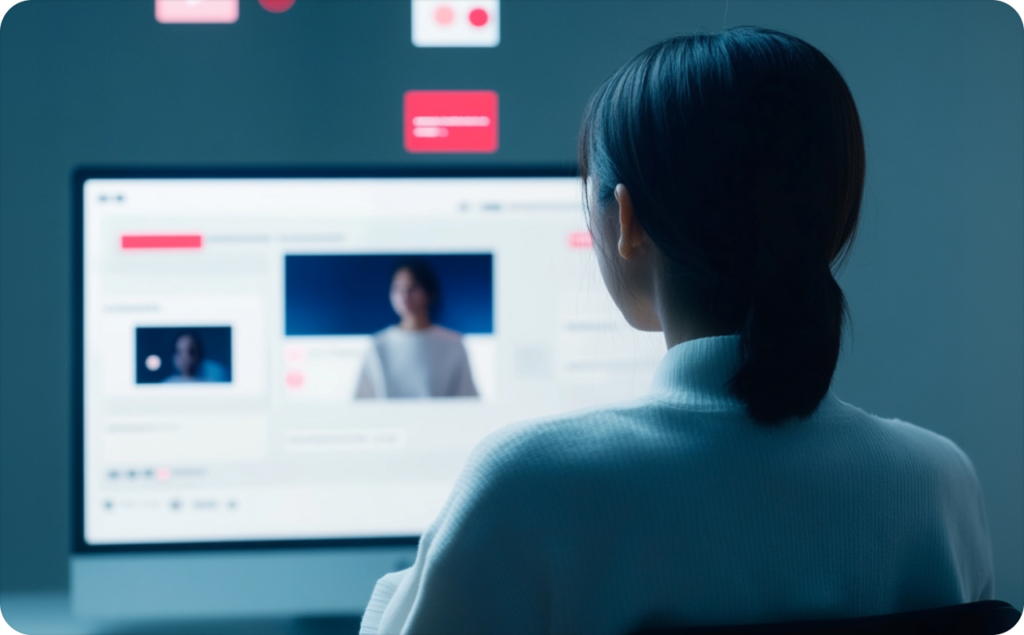 Woman working on personalized ad design