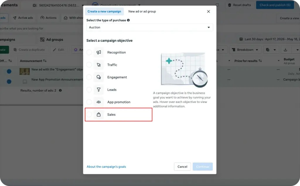 Meta Advantage+ Sales campaign screenshot