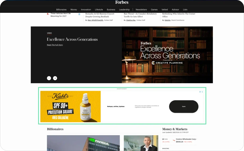 Native ad on Forbes
