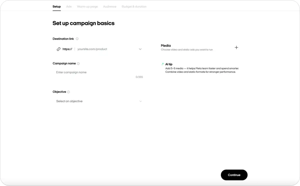 Setting up campaign basics