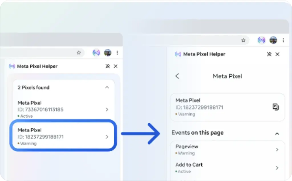Meta Pixel Helper screenshot