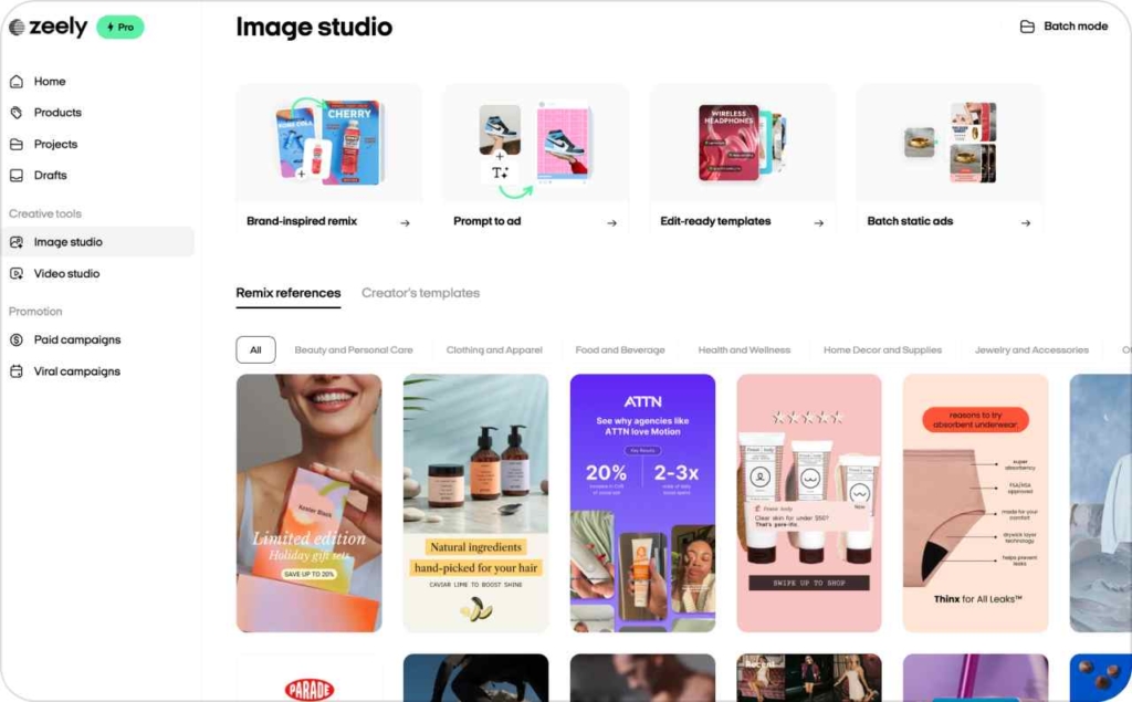 Zeely AI image studio