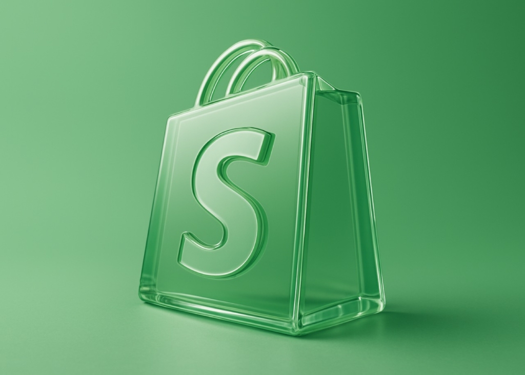 Green shopper with letter S on green background