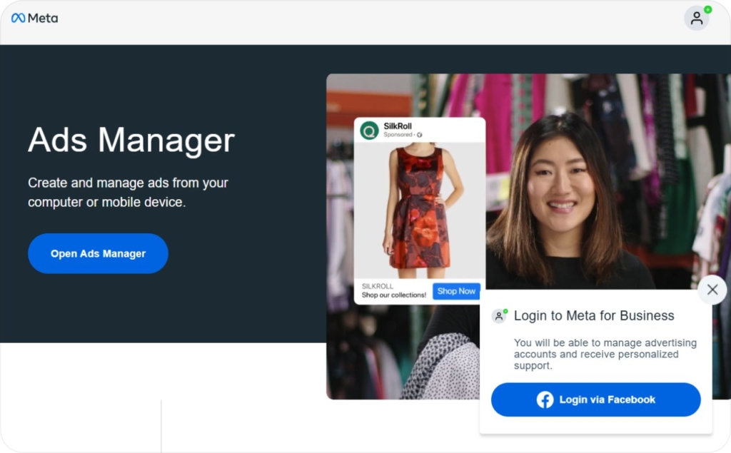 Screenshot of Facebook ads main page