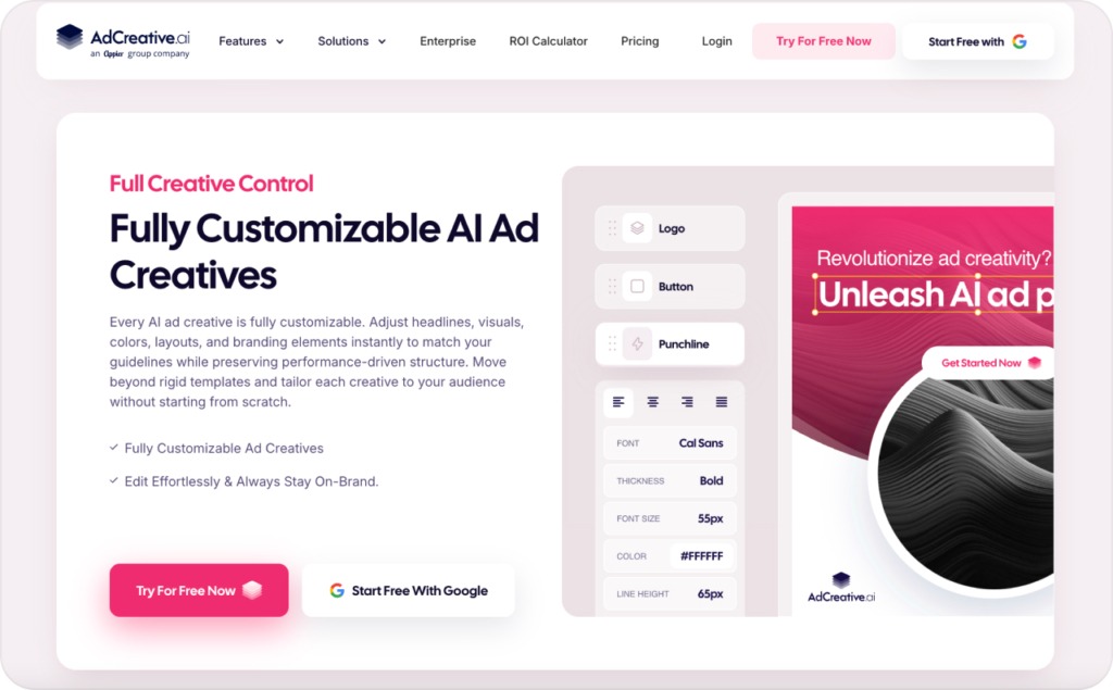 AdCreative AI full creative control