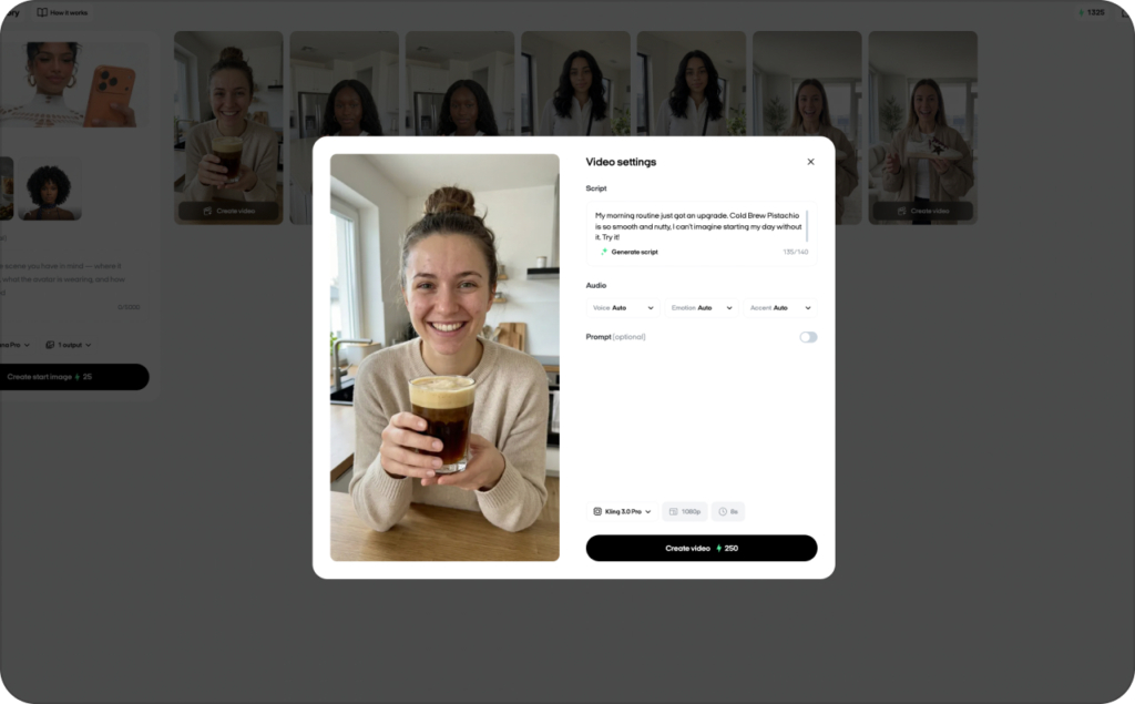 Zeely AI avatar for video ad screenshot