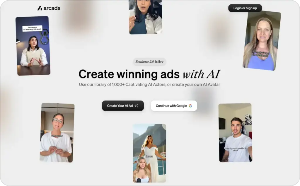 Arcads landing page screenshot