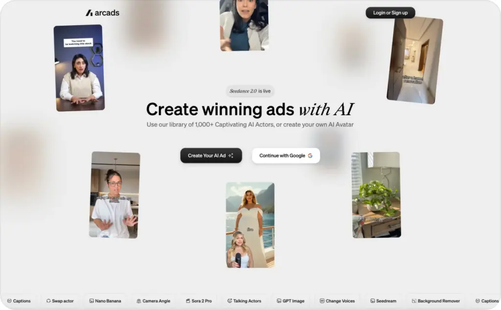 Arcads AI landing page