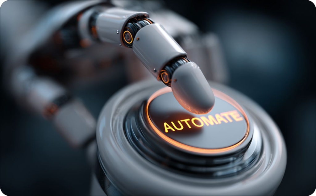 Robot is pressing ''automated'' button