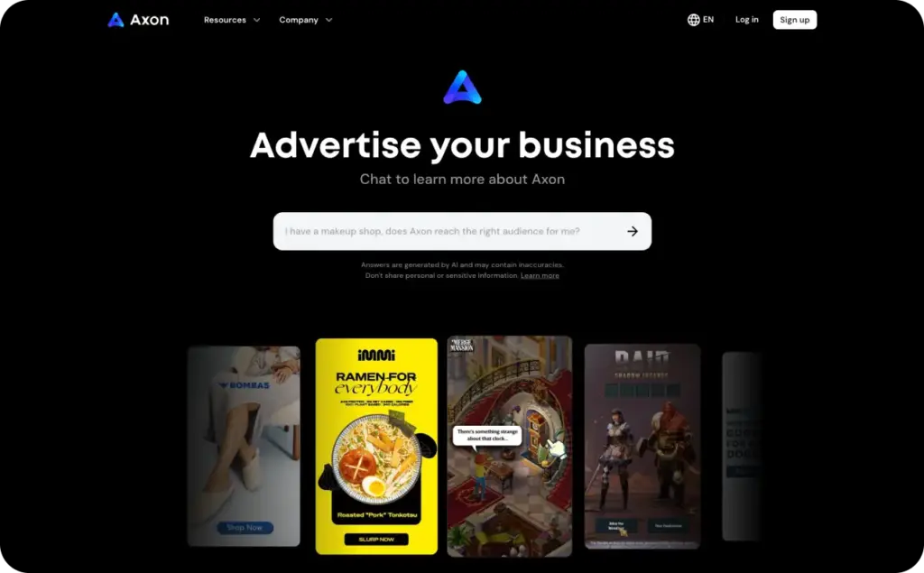 Axon.ai landing page