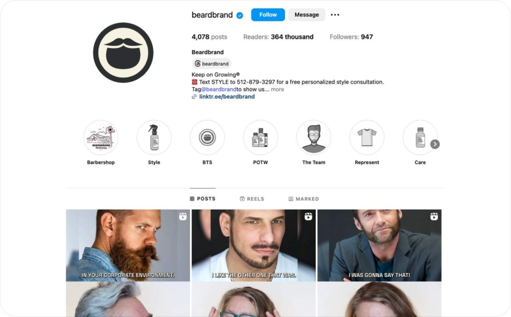 Beard Brand Instagram page