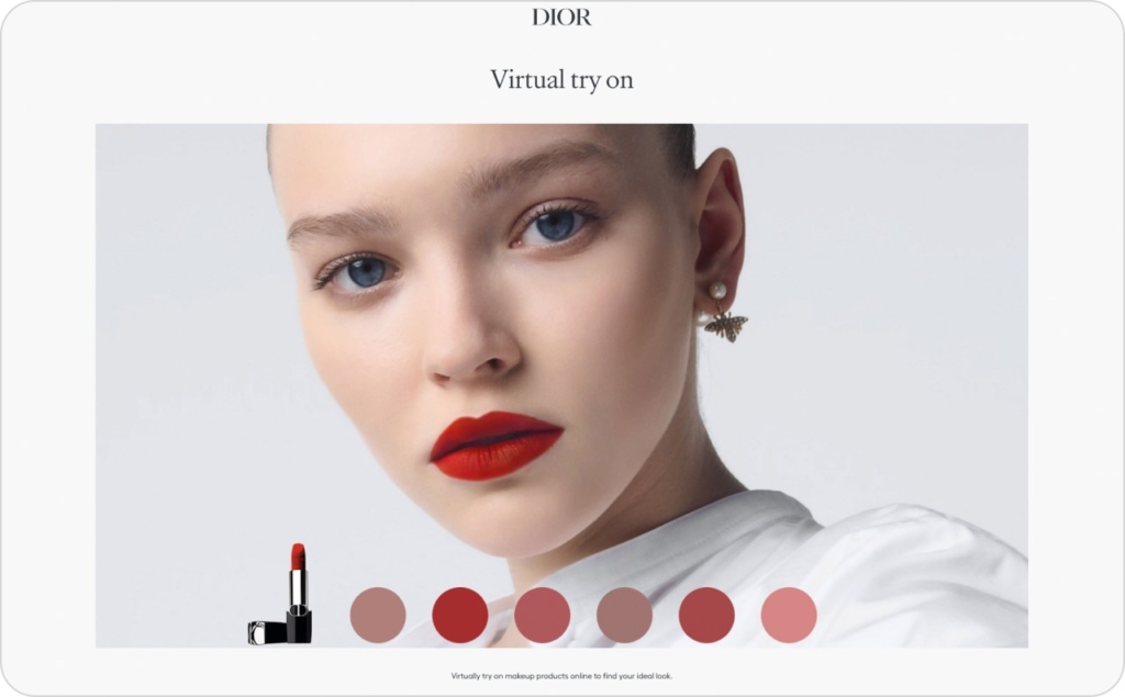 Dior virtual try on page
