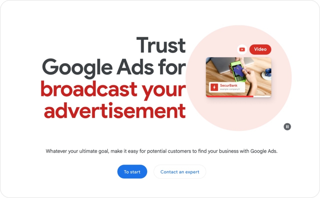 Google Ads landing page