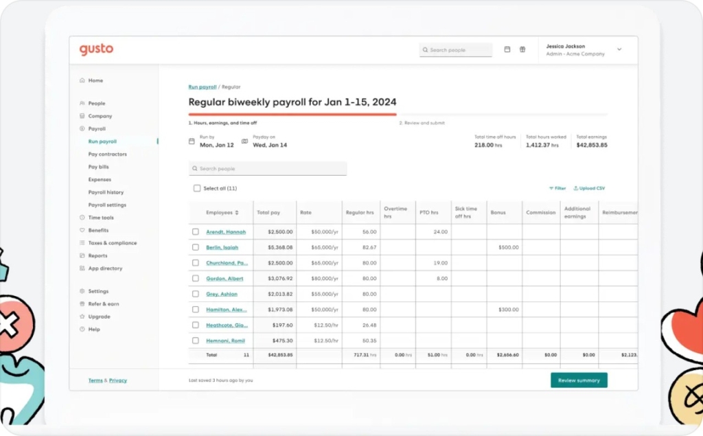 Gusto landing page