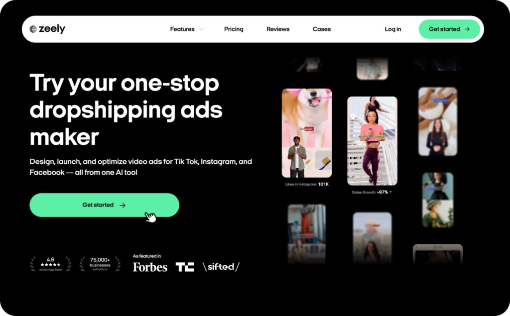 Screenshot of Zeely AI dropshipping ads maker