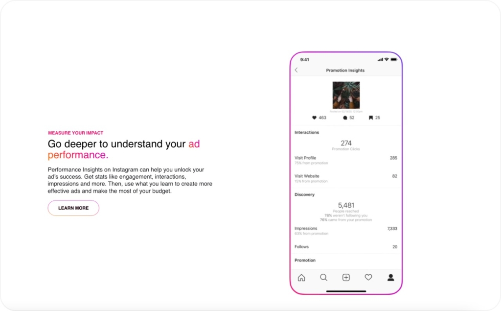 Instagram Ads page