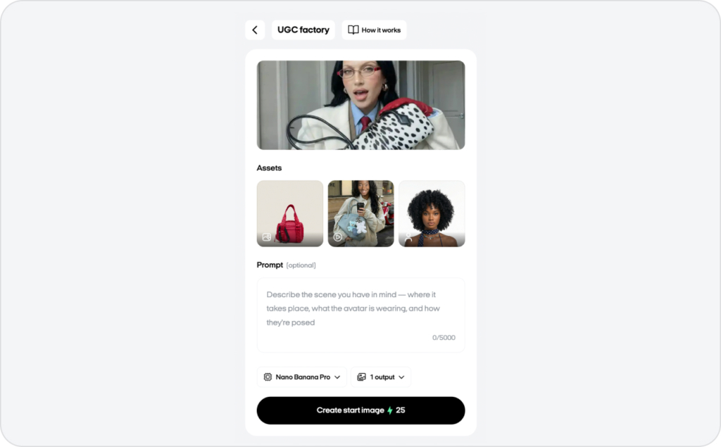 Zeely AI UGC avatar for video ad screenshot
