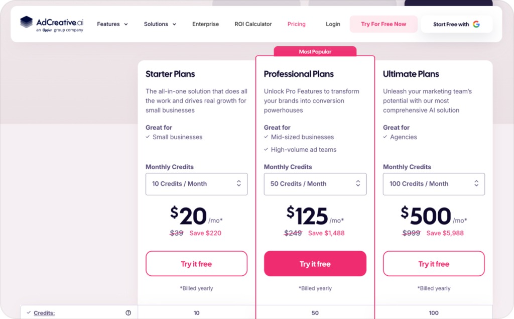 AdCreative AI pricing