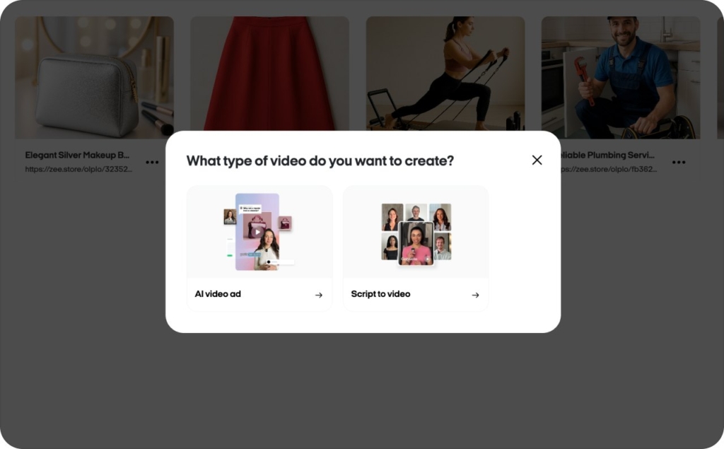 Zeely AI studio choosing template