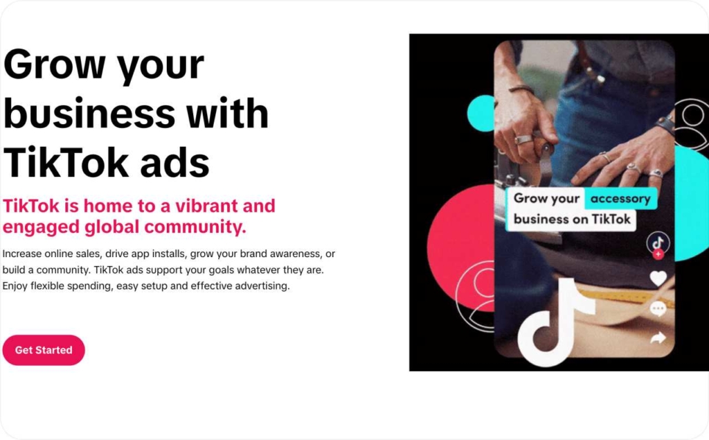 TikTok ads page