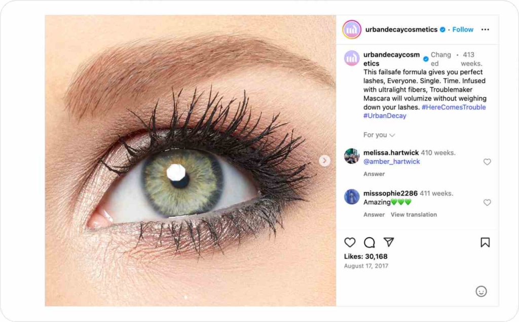Urban Decay Cosmetics Instagram post