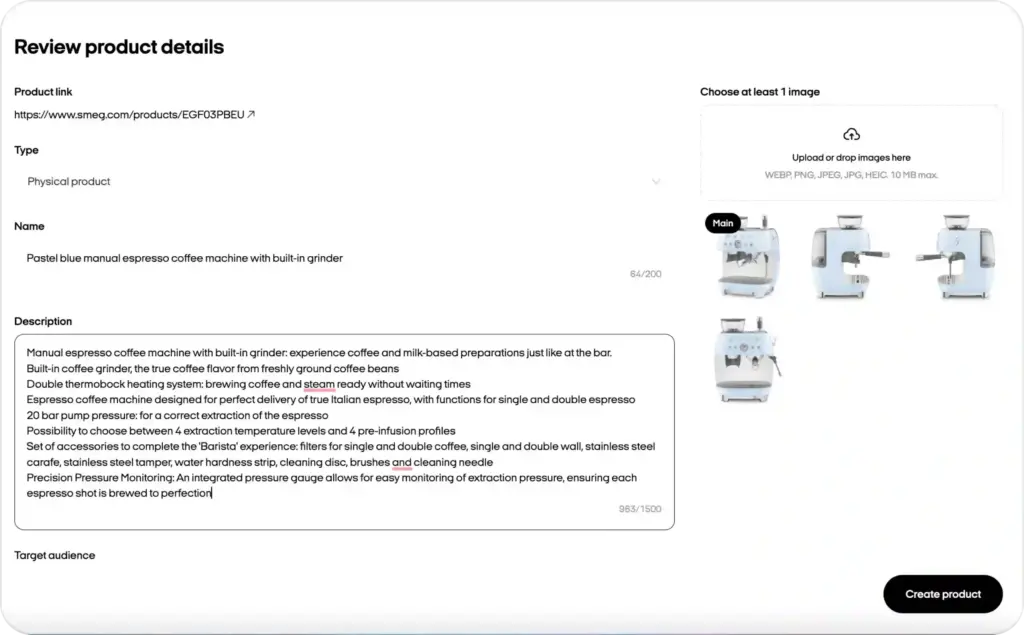 Zeely AI reviewing product details