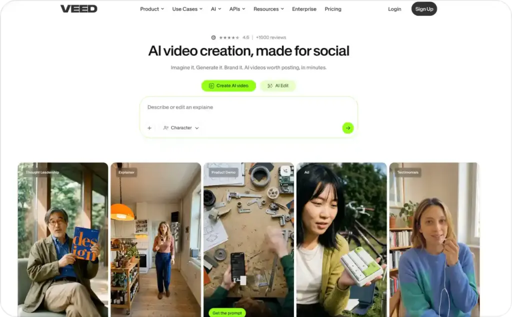 VEED landing page