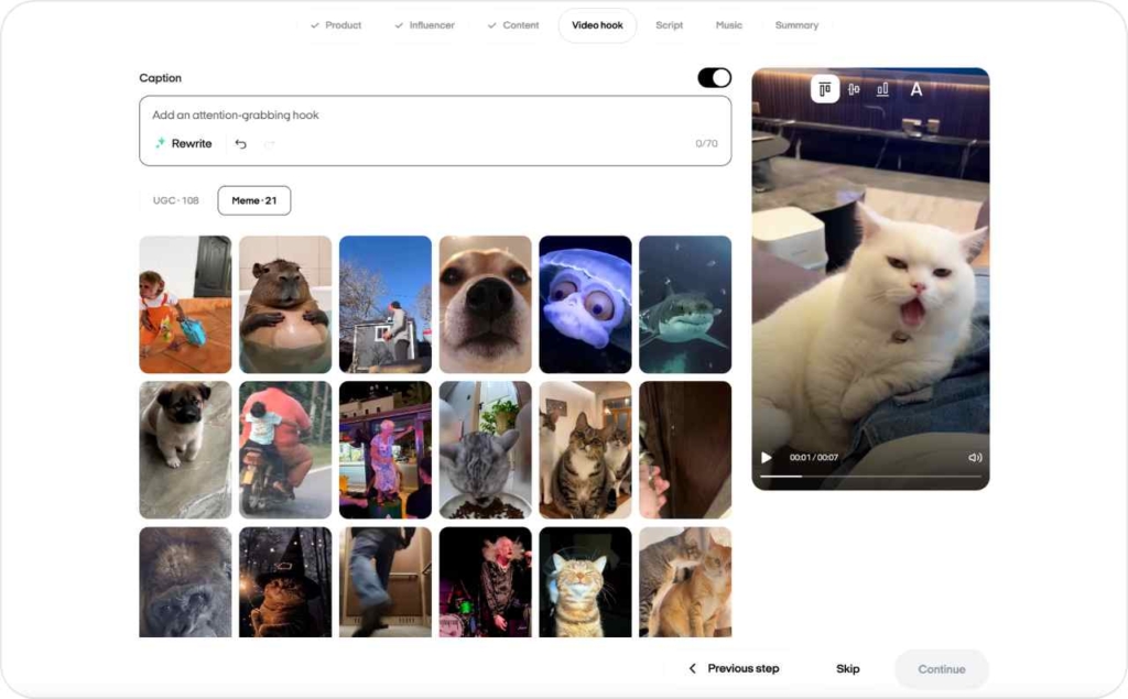 Zeely AI hooks page