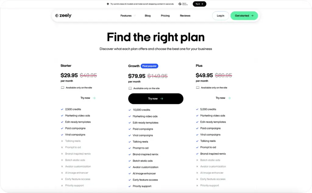 Zeely AI pricing