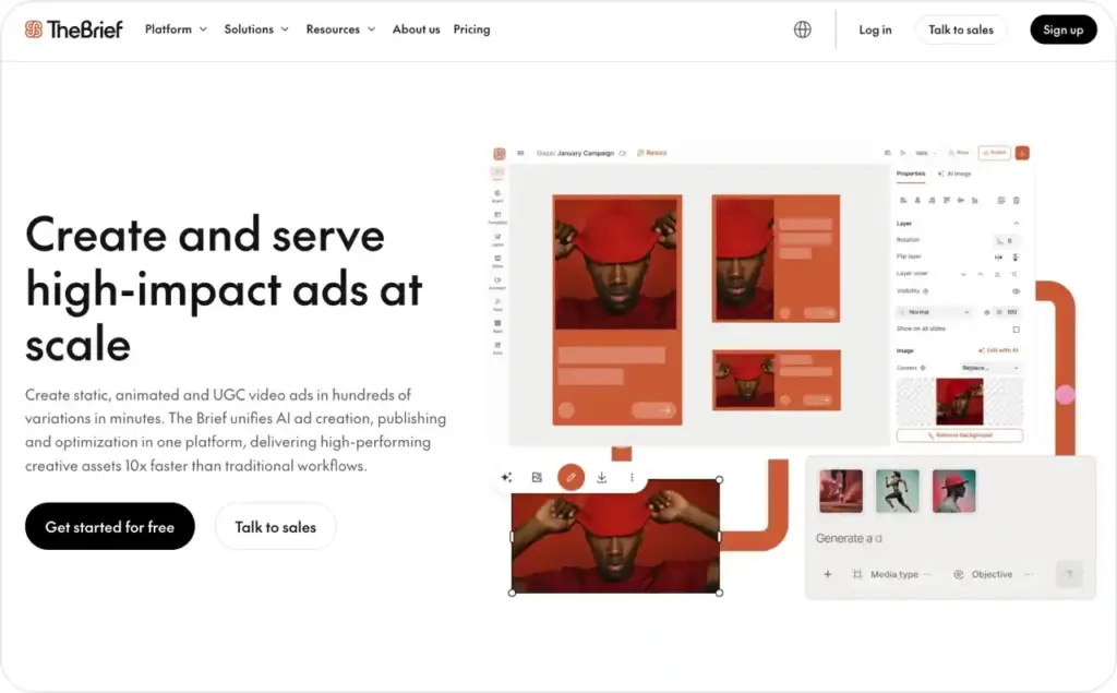The Brief Zeely AI ad generator landing page