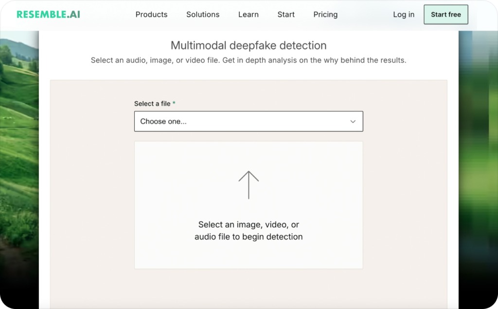 Resemble AI landing page