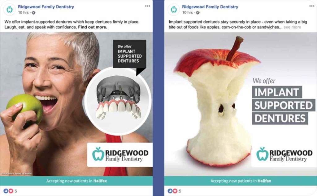 Ridgewood Family Dentist's Facebook ad