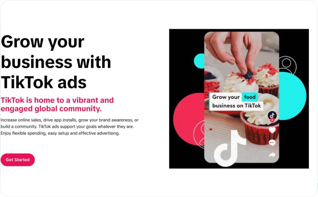 TikTok ads page