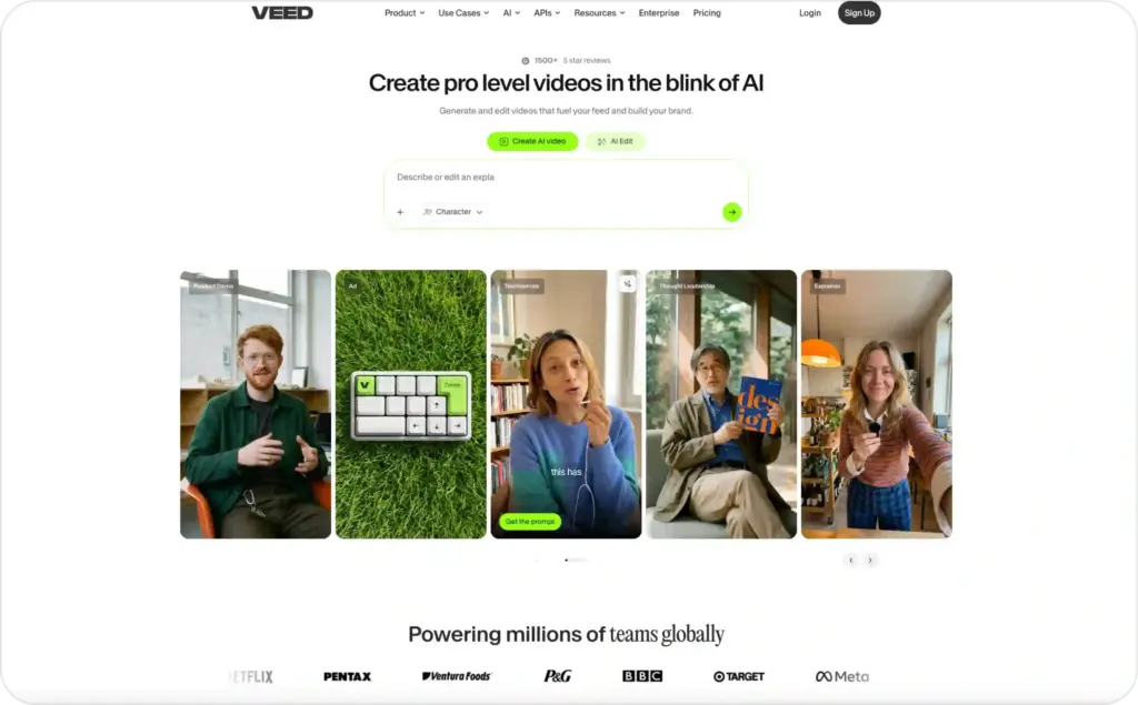 VEED landing page
