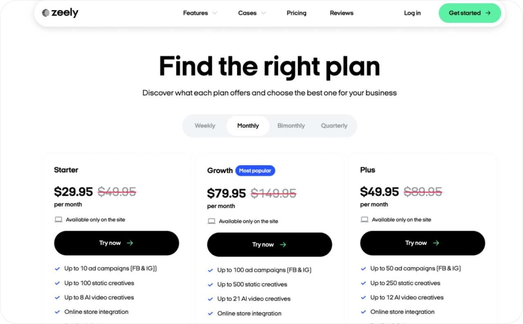 Zeely AI pricing 