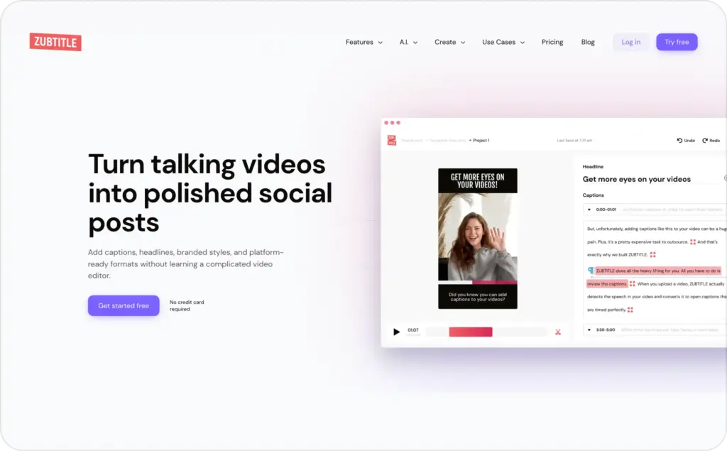 Zubtitle landing page