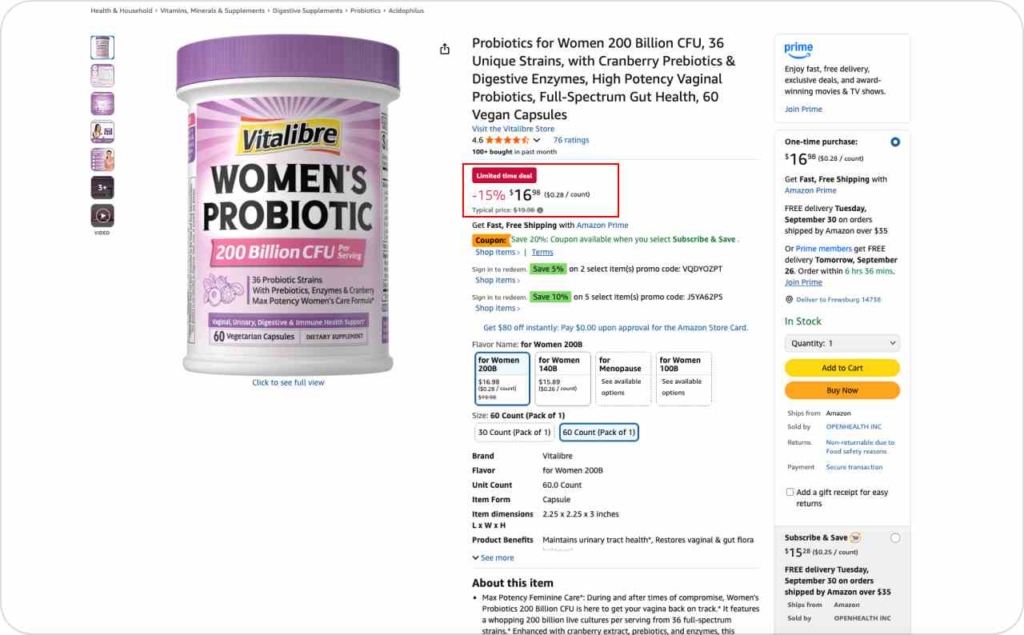 Amazon sale example