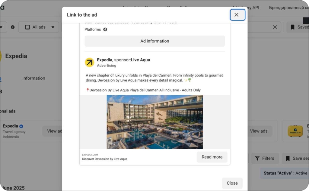 Expedia in Meta Library
