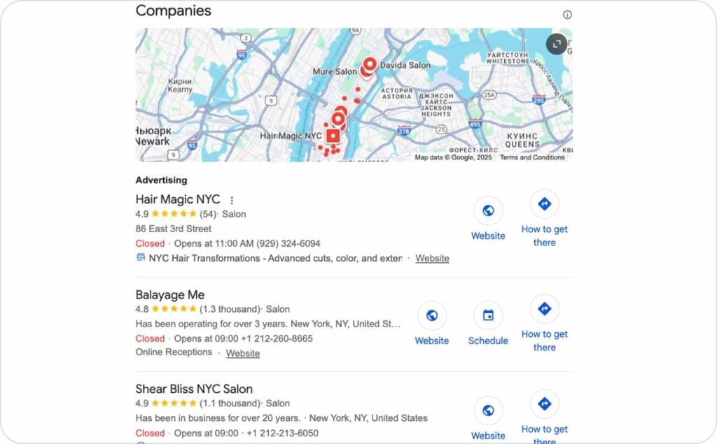 Hair salon Google search