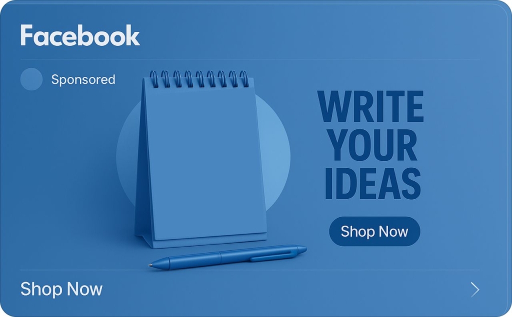 Facebook sponsored post on blue background