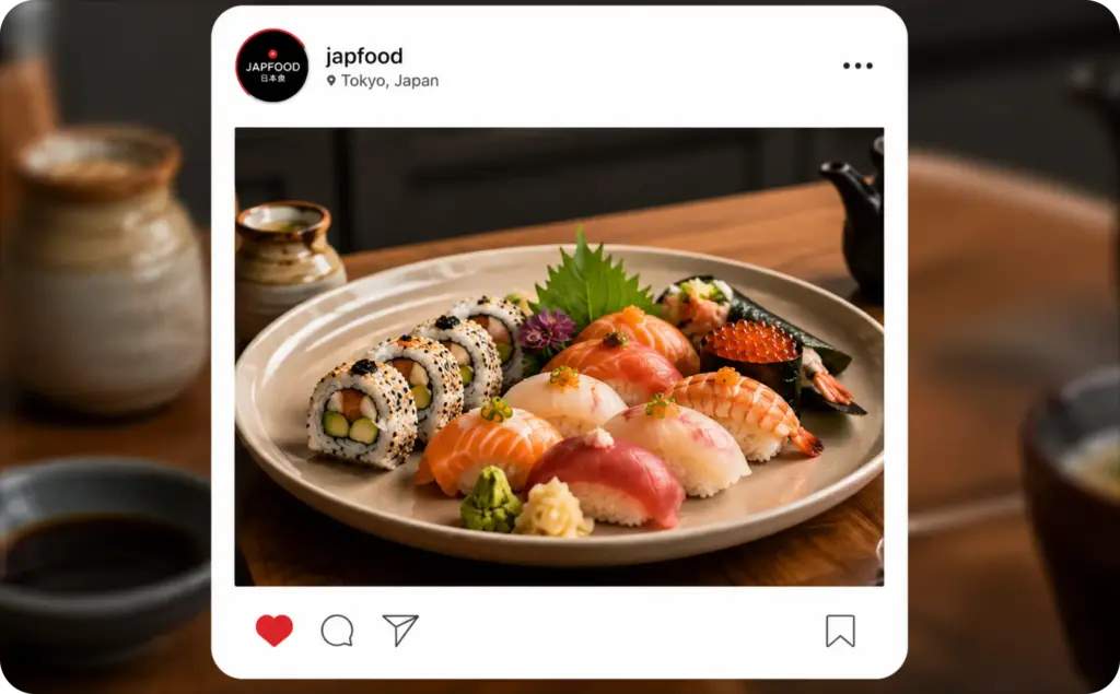Instagram post of japanese restaurant example