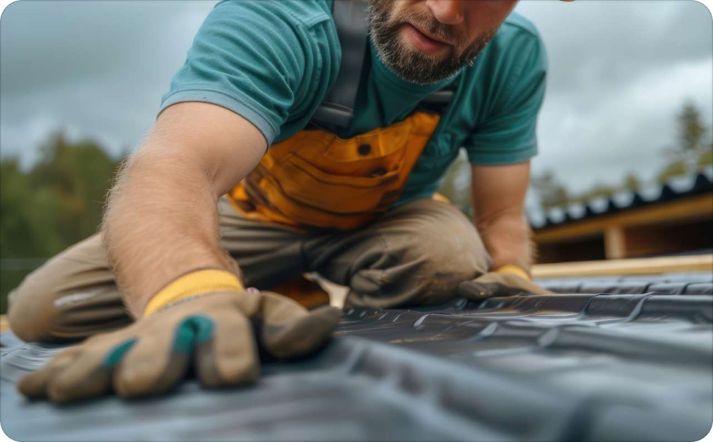 Roofer working