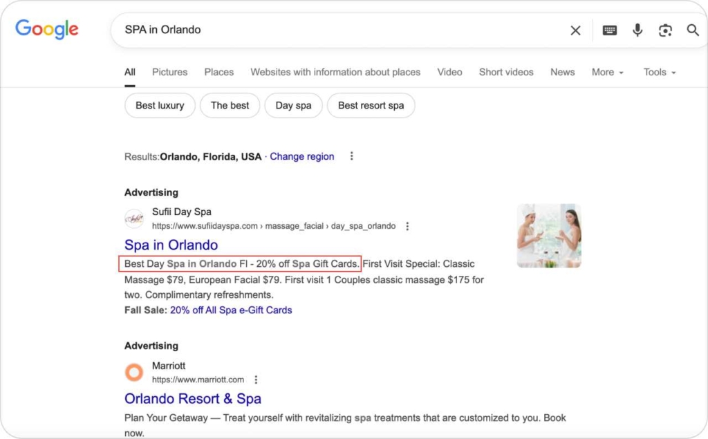 Google Ads search