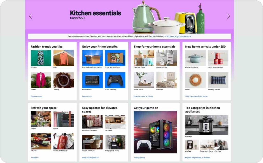 Amazon main page
