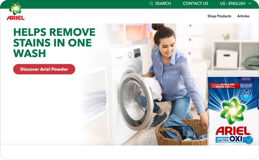 Ariel landing page
