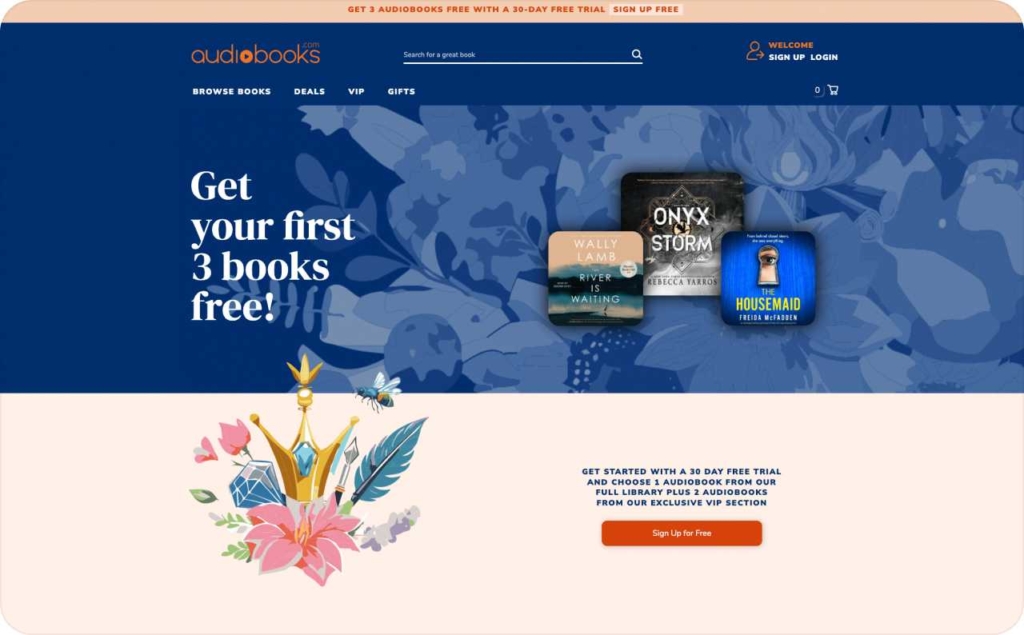 Audiobooks landing page